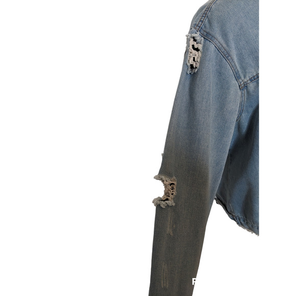 Ashley-Vintage Charm Very Distressed Blue Denim Jean Jacket Women's Size 1X NEW - Picture 6 of 9